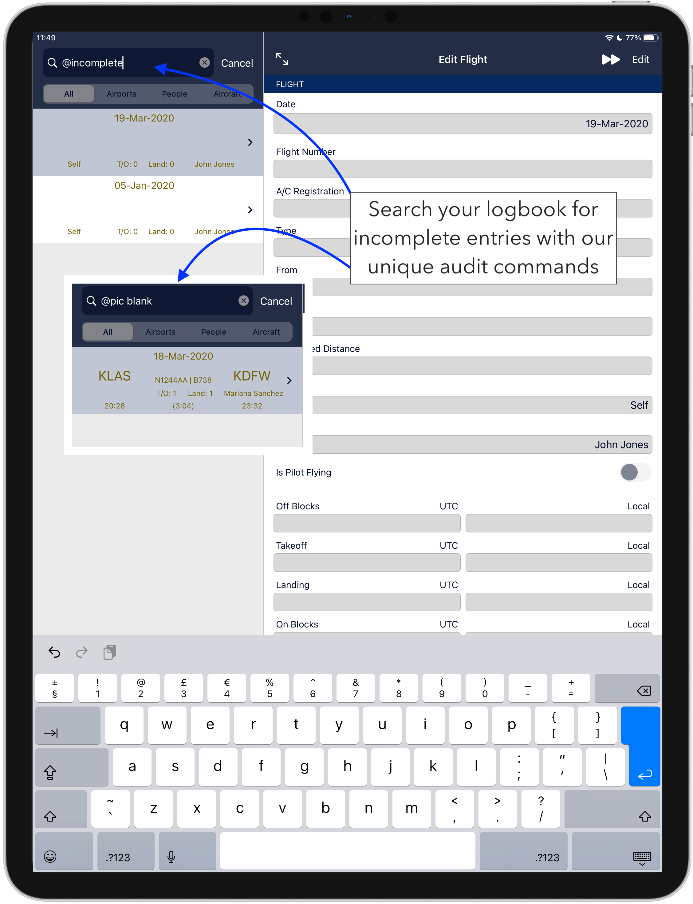 AvionLog Pilot Logbook App Audit Tools