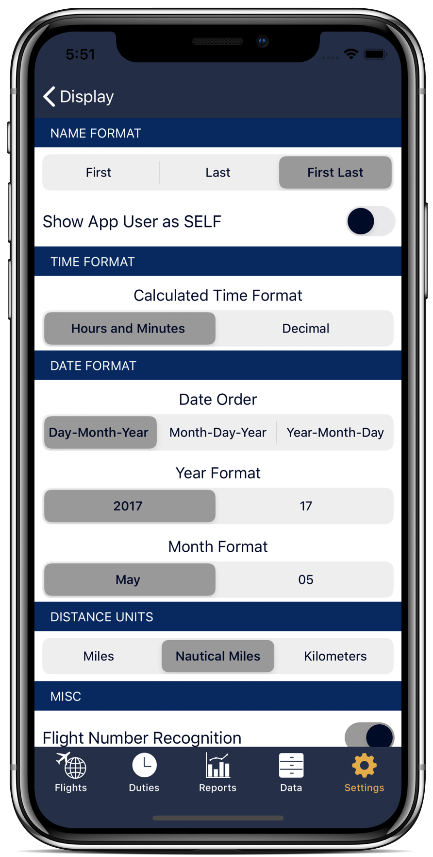 Your logbook app comes loaded with comprehensive settings.